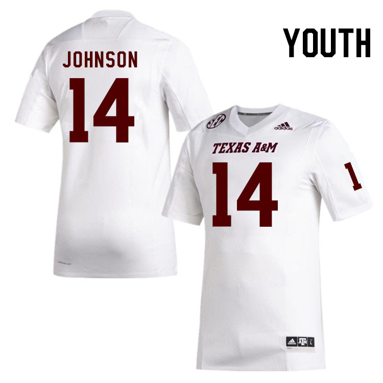 Youth #14 Max Johnson Texas A&M Aggies College Football Jerseys Stitched Sale-White - Click Image to Close